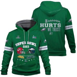 Jalen Hurts 1 In Hurts We Trust Philadelphia Eagles SB Champion 2023 All Over Print Hoodie