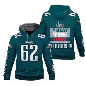 Jason Kelce 62 Beat The Chiefs Go Birds Philadelphia Eagles SB Champion 2023 All Over Print Hoodie