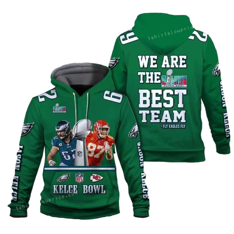Jason Kelce 62 Kelce Bowl We Are The Best Team Philadelphia Eagles Super Bowl Champion 2023 3D Hoodie All Over Printed 1