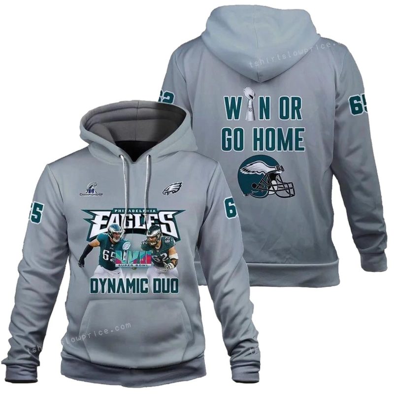 Jason Kelce Lane Johnson Win Or Go Home Philadelphia Eagles Super Bowl Champion 2023 Custom 3D Hoodie 1