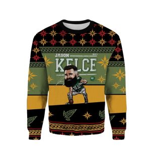 Jason Kelce Philadelphia Cartoon Funny Ugly Sweater