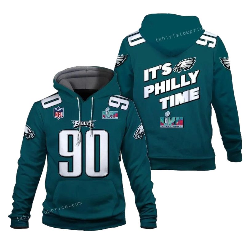 Jordan Davis 90 It Is Philly Time Philadelphia Eagles Super Bowl Champion 2023 3D Hoodie Design 1