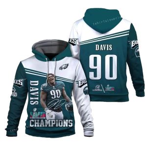 Jordan Davis 90 Philadelphia Eagles Champions All Over Print Hoodie