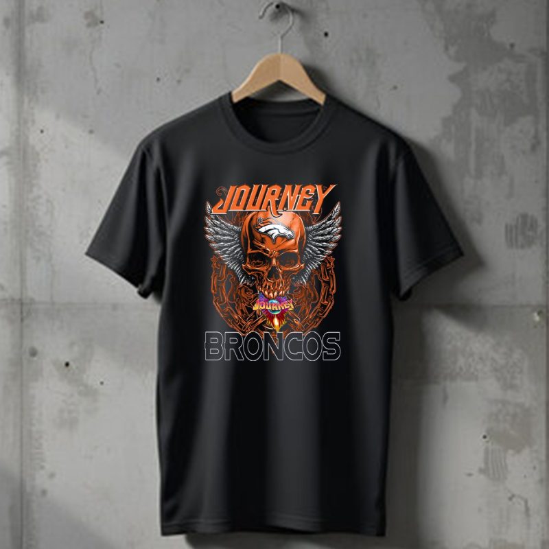 Journey Denver Broncos Skull With Wings And Chains T Shirt 1 T Shirt 1