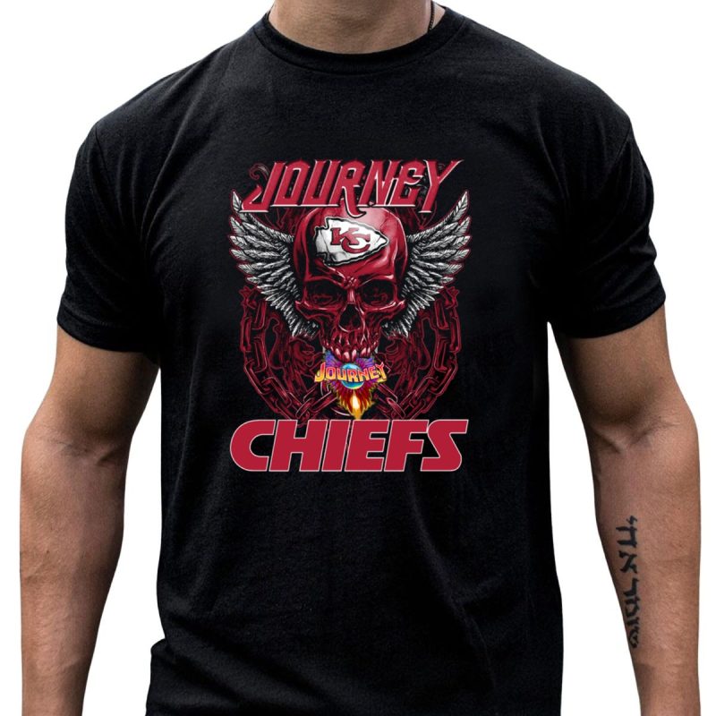 Journey Kansas City Chiefs Skull Wings Flame T Shirt T Shirt 1 1