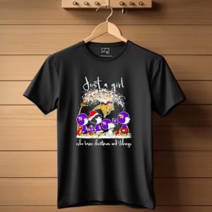 Just A Girl Who Loves Christmas And Vikings Peanuts T Shirt