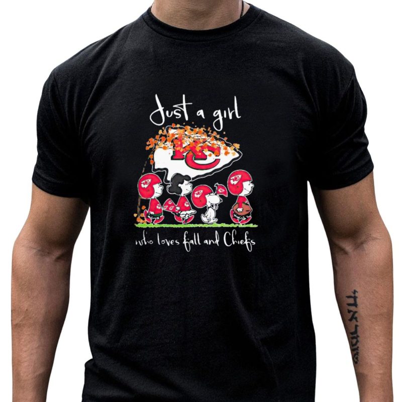 Just A Girl Who Loves Fall And Chiefs Peanuts Characters T Shirt T Shirt 1 1