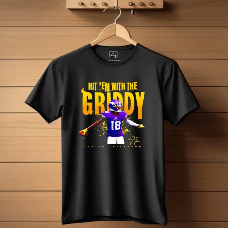 Justin Jefferson Minnesota Vikings Hit Em With The Griddy Signature T Shirt 1 T Shirt 1