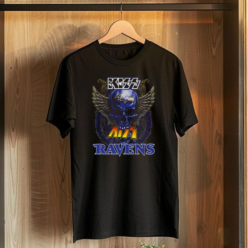 Kiss Baltimore Ravens Skull With Wings And Chain T Shirt 1 T Shirt 1
