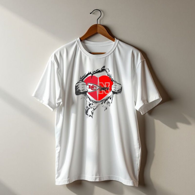 Kansas Chiefs Nebraska Cornhuskers Heart Split T Shirt T Shirt 1 1