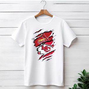 Kansas City Chiefs Arizona Cardinals Logos Torn Layers T-Shirt
