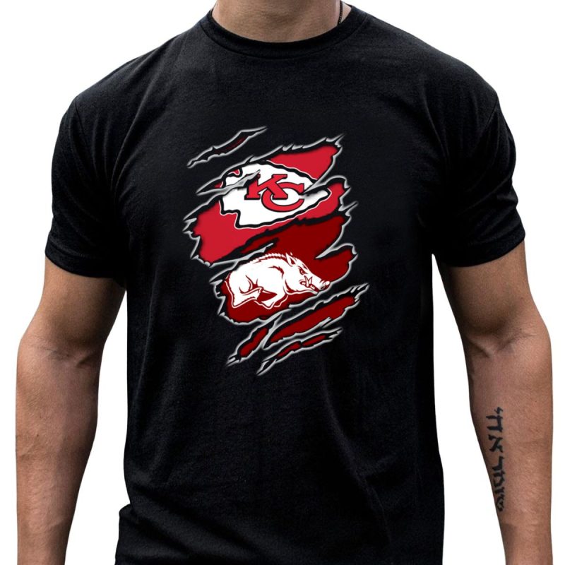 Kansas City Chiefs Arkansas Razorbacks Football Crossover T Shirt T Shirt 1 1