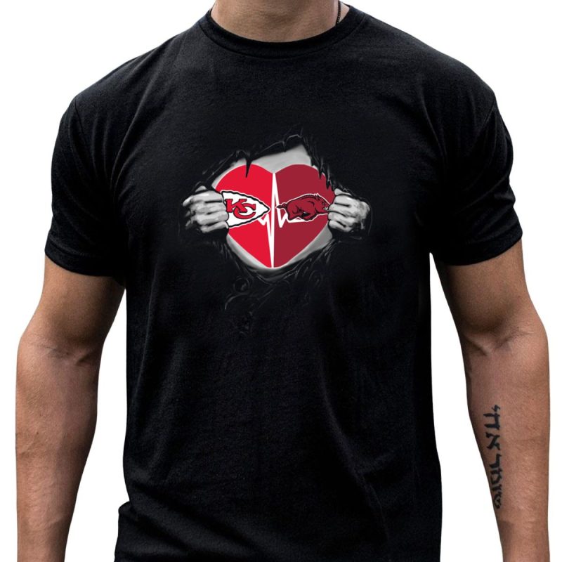 Kansas City Chiefs Arkansas Razorbacks Heart Hands Logo Blend T Shirt T Shirt 1 1