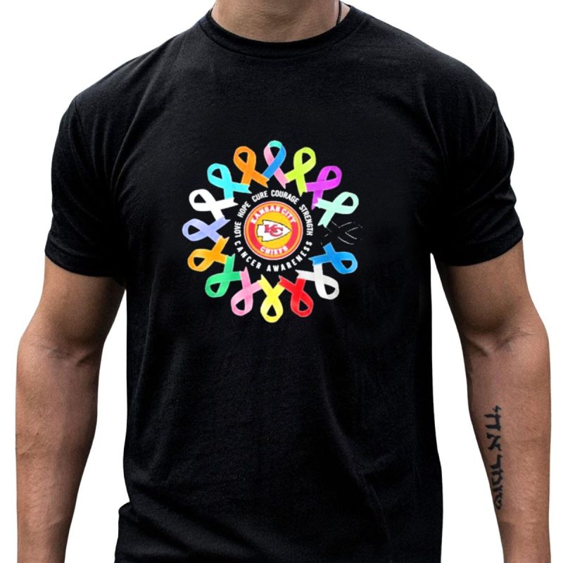 Kansas City Chiefs Cancer Awareness Hope Cure Comfort Support Love T Shirt T Shirt 1 1