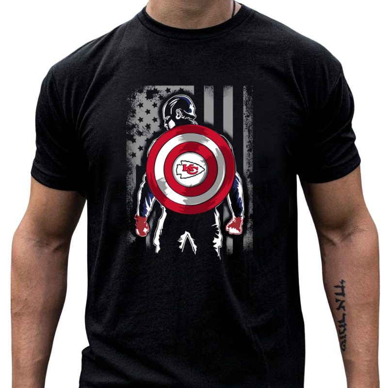 Kansas City Chiefs Captain America Shield With American Flag T Shirt T Shirt 1 1