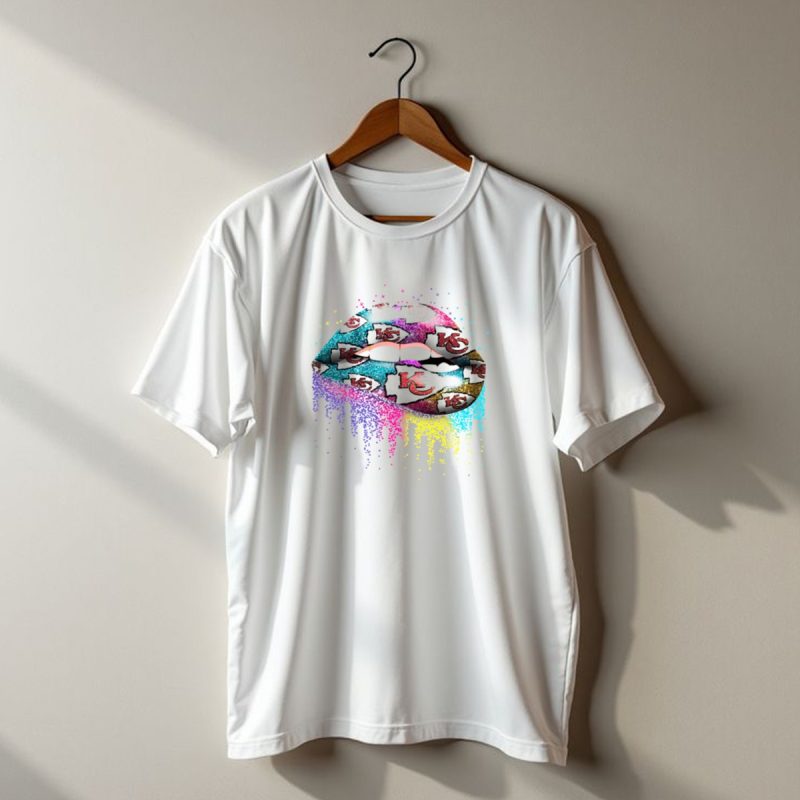 Kansas City Chiefs Glitter Lips Logo Multicolor T Shirt T Shirt 1 1