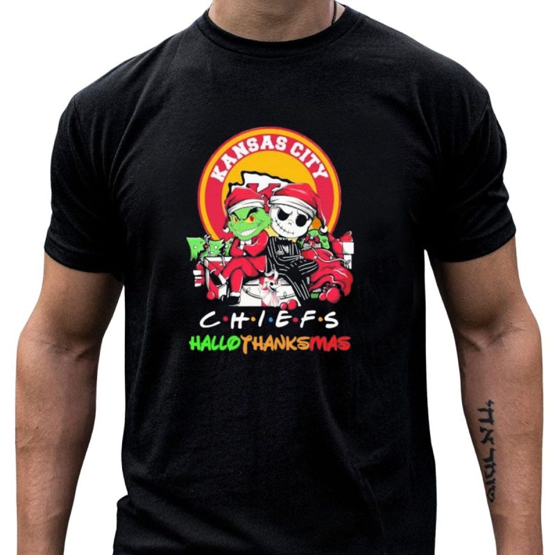 Kansas City Chiefs Grinch Jack Skellington Hallothanksmas T Shirt T Shirt 1 1