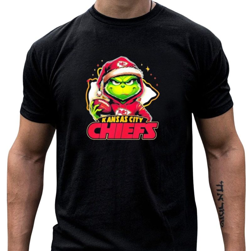 Kansas City Chiefs Grinch Santa Football T Shirt T Shirt 1 1