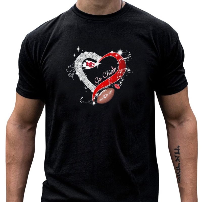 Kansas City Chiefs Heart Shape Football Go Chiefs T Shirt T Shirt 1 1