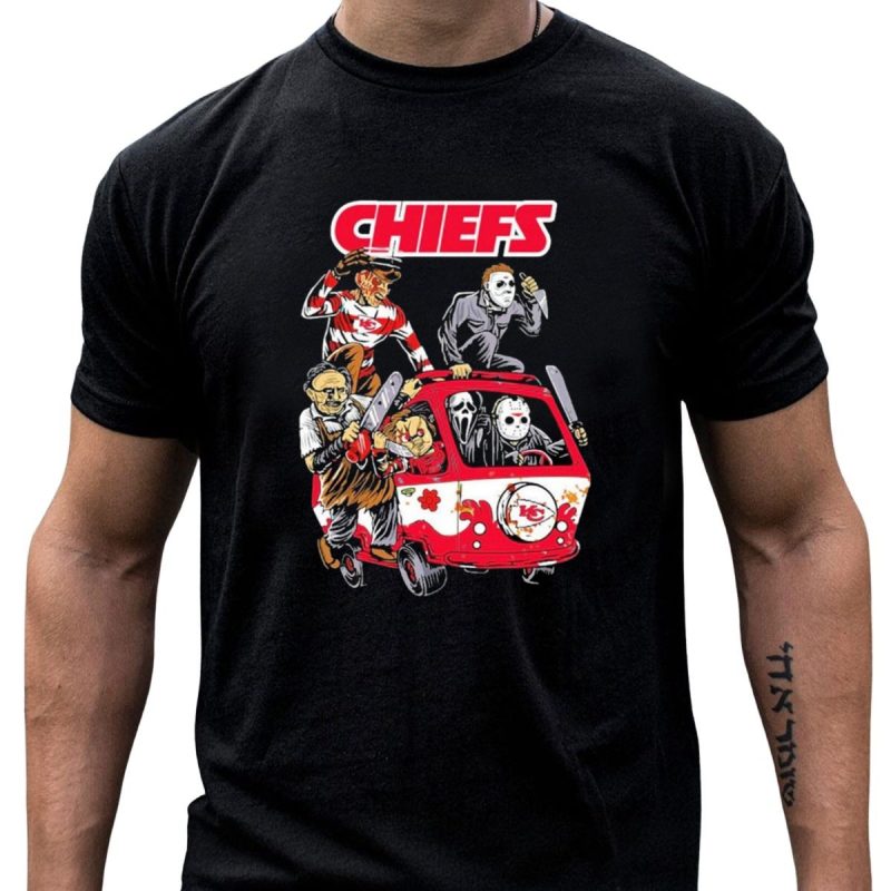Kansas City Chiefs Horror Movie Characters Halloween Hippie Bus T Shirt T Shirt 1 1