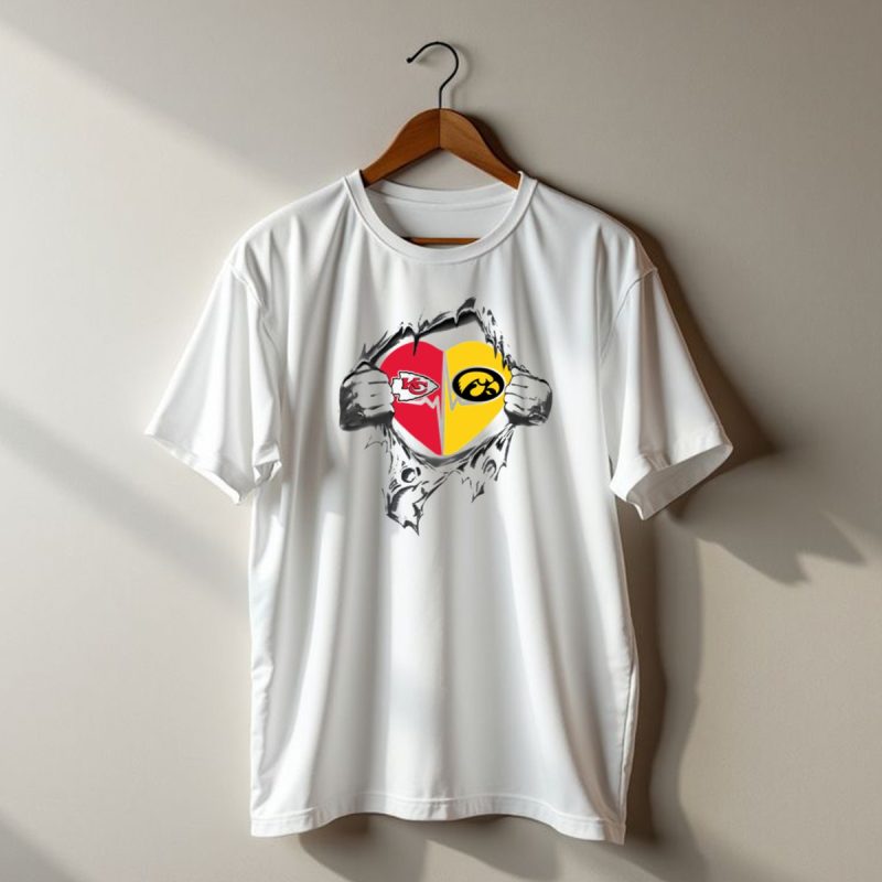 Kansas City Chiefs Iowa Hawkeyes Heart Logo Chiefs Hawkeyes Fan Gear T Shirt T Shirt 1 1