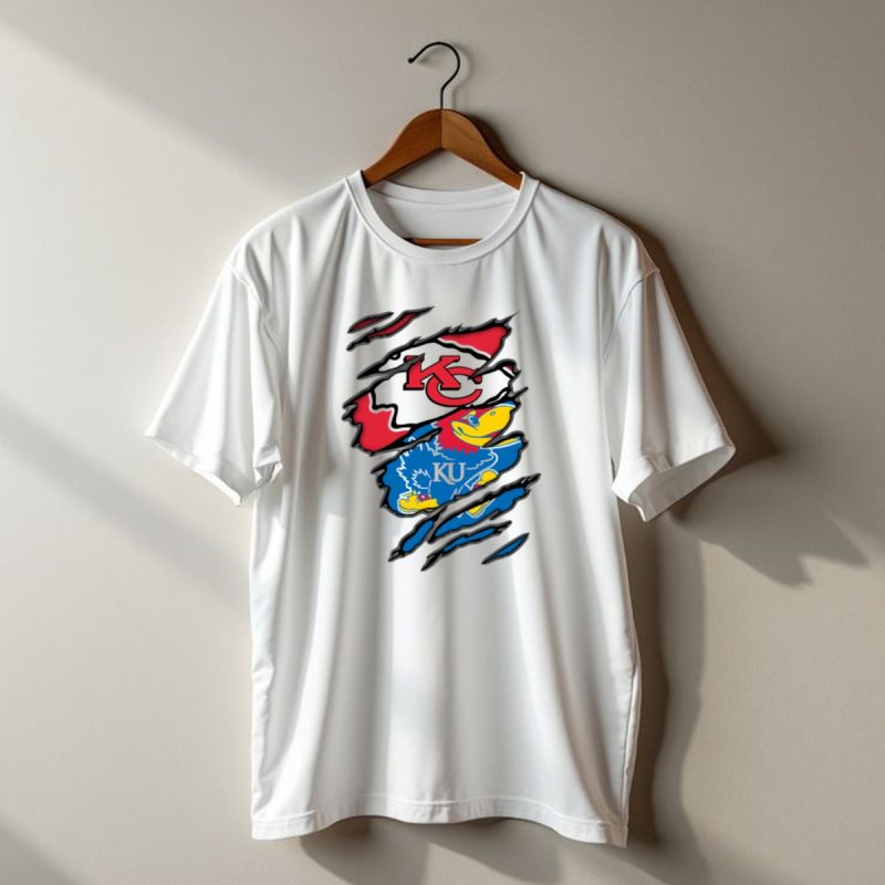 Kansas City Chiefs Ku Jayhawks Logo Mashup T Shirt T Shirt 1 1
