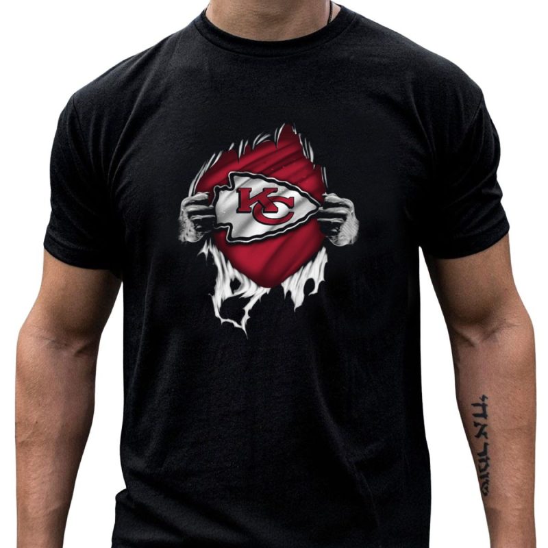 Kansas City Chiefs Logo Torn Open T Shirt T Shirt 1 1