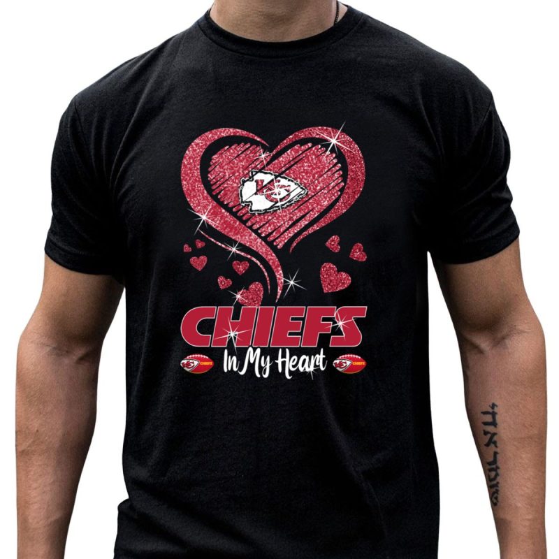 Kansas City Chiefs Love Glitter Heart Sparkle T Shirt T Shirt 1 1