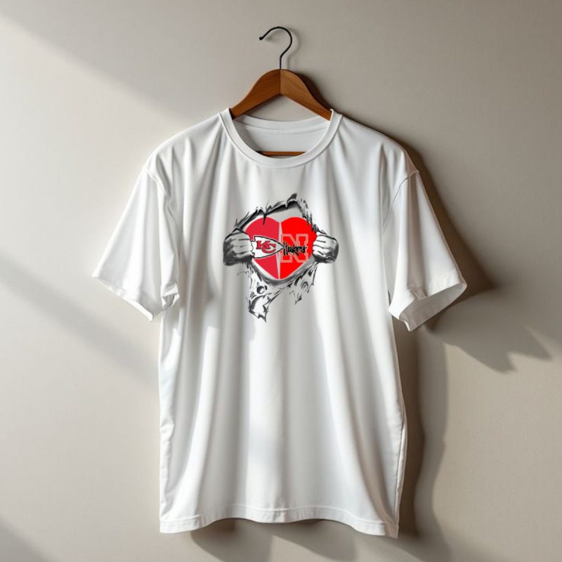 Kansas City Chiefs Nebraska Cornhuskers Heart Logo Fan Emblem T Shirt T Shirt 1 1