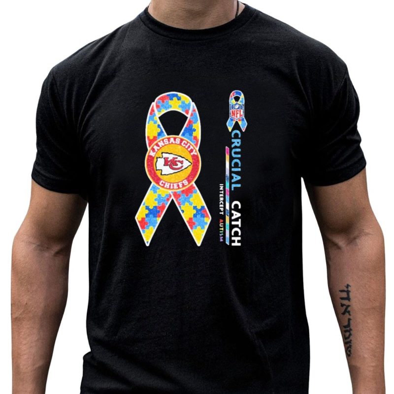 Kansas City Chiefs Puzzle Ribbon Autism Awareness Crucial Catch T Shirt T Shirt 1 1