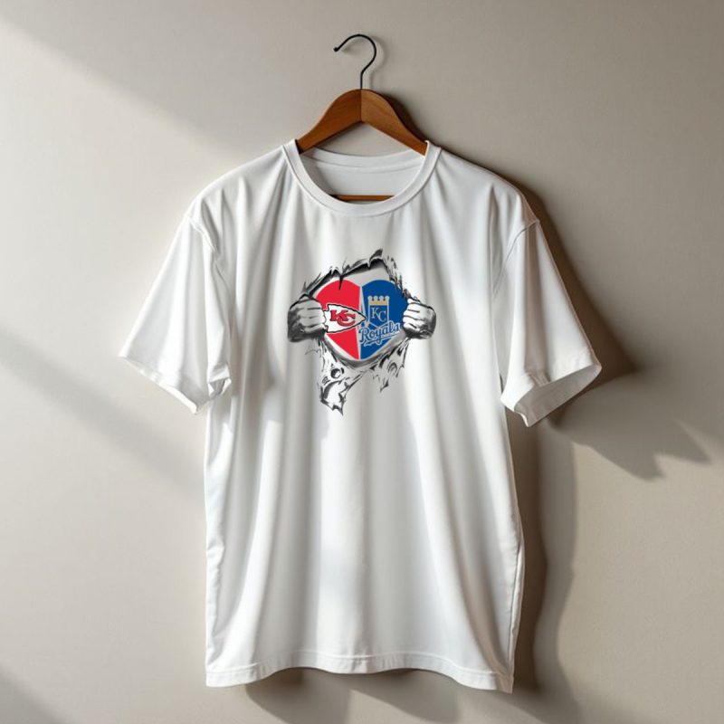 Kansas City Chiefs Royals Its In My Heart Logo Heart Split Chiefs And Royals T Shirt T Shirt 1 1