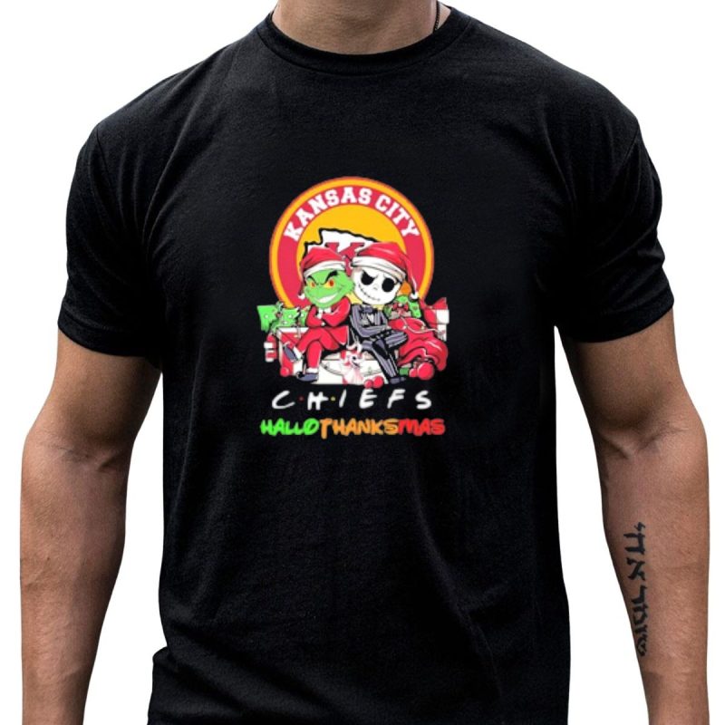 Kansas City Chiefs Santa Grinch Jack Skellington Hallothanksmas T Shirt T Shirt 1 1