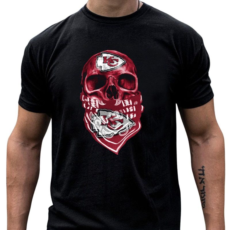 Kansas City Chiefs Skull Bandana T Shirt T Shirt 1 1