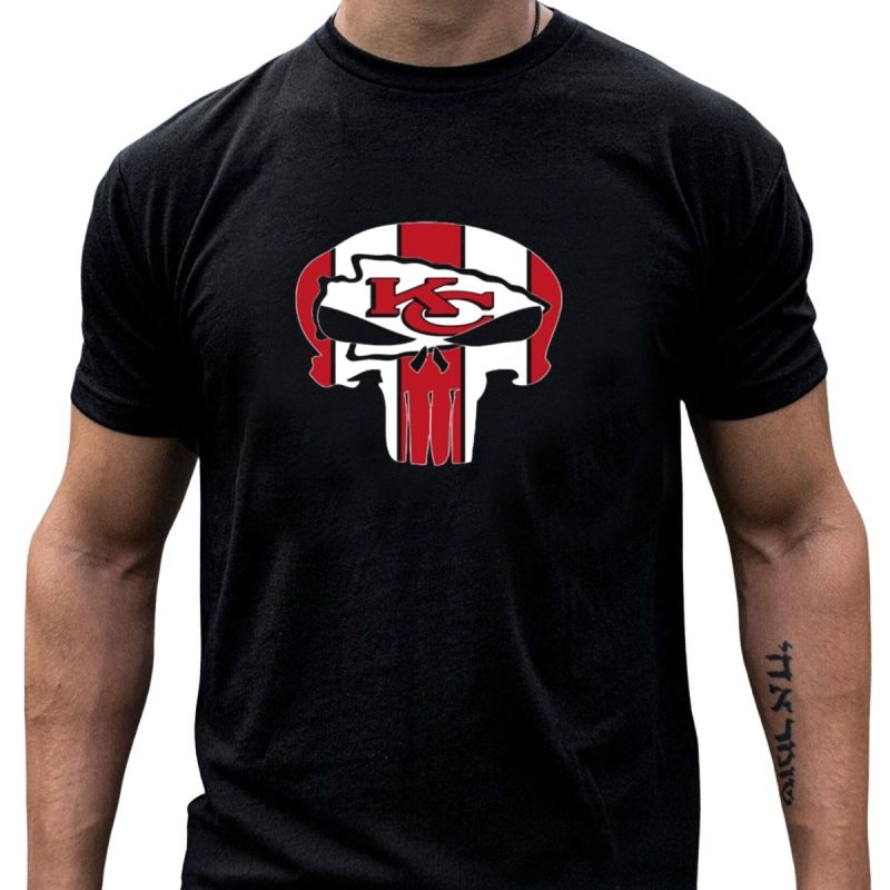 Kansas City Chiefs Skull Kc Logo Stripe T Shirt T Shirt 1 1