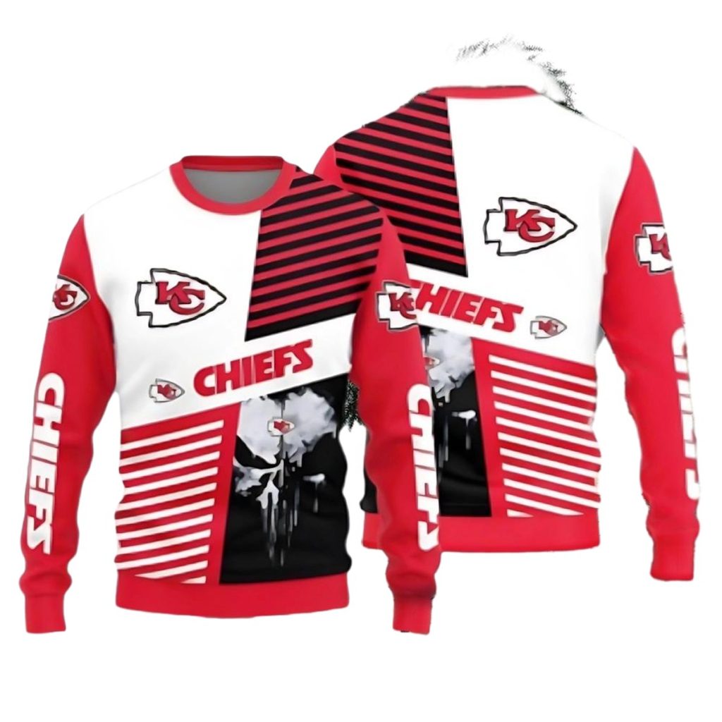 Kansas City Chiefs Skull Pattern Ugly Christmas Sweater0 Upscayl 1X Realesrgan X4Fast