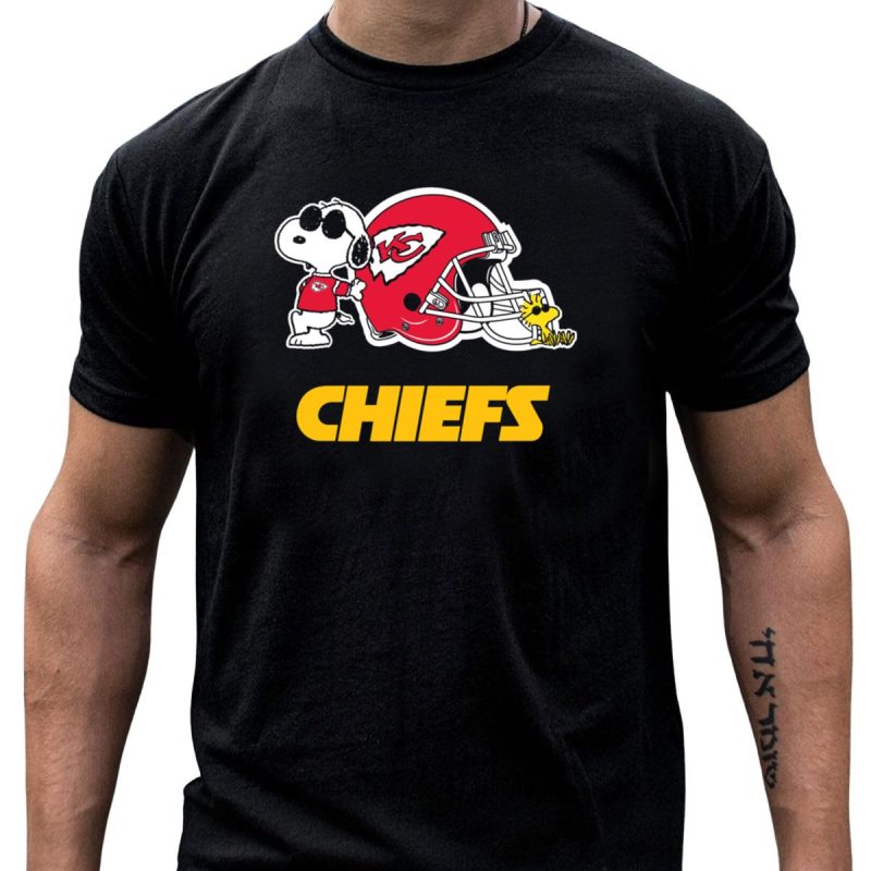 Kansas City Chiefs Snoopy Joe Cool Woodstock Helmet Chiefs T Shirt T Shirt 1 1