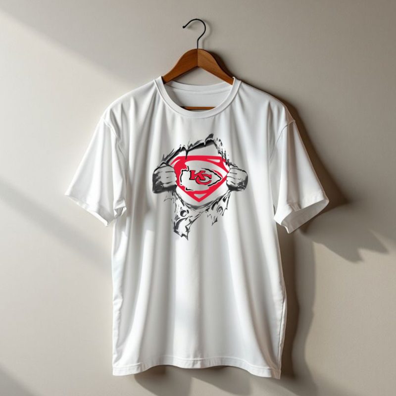 Kansas City Chiefs Superman Logo Shield Tear T Shirt T Shirt 1 1