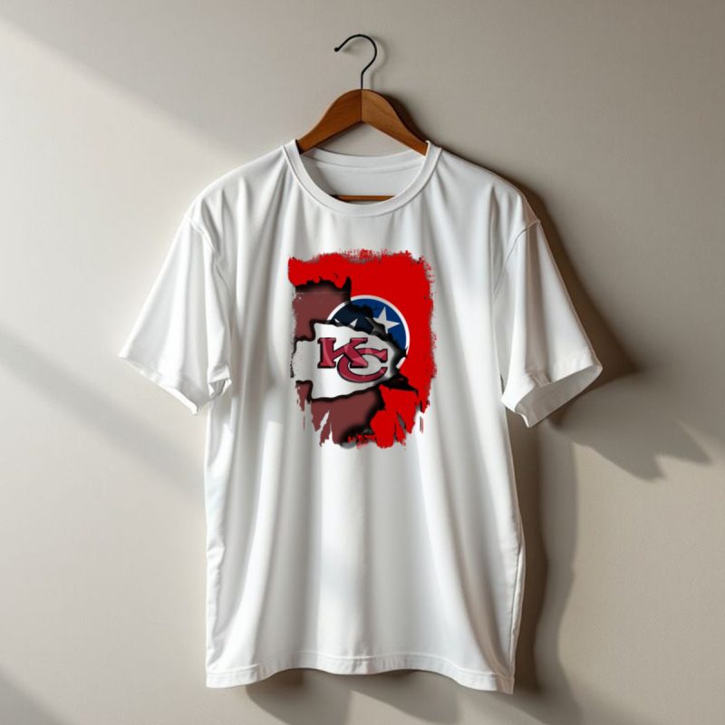 Kansas City Chiefs Tennessee Flag Torn Abstract Fusion T Shirt T Shirt 1 1