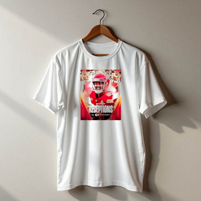 Kansas City Chiefs Travis Kelce Most Receptions In Kc Chiefs History Record T Shirt T Shirt 1 1