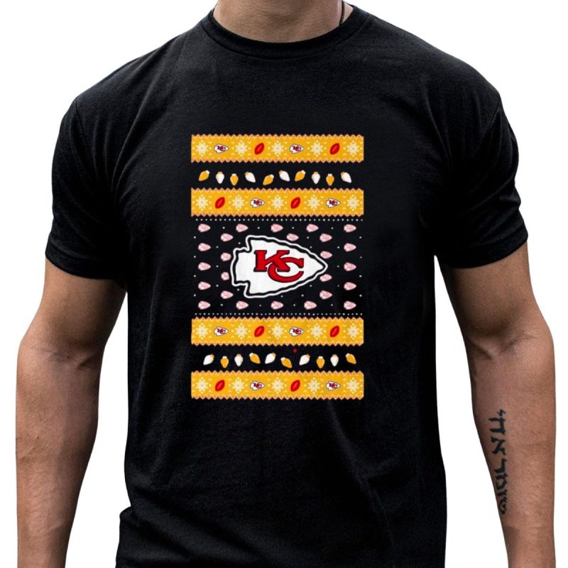 Kansas City Chiefs Ugly Christmas Sweater 2024 Holiday Lights T Shirt T Shirt 1 1