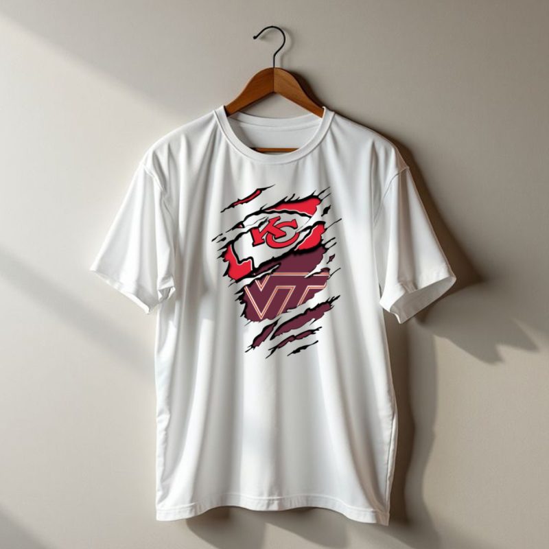 Kansas City Chiefs Virginia Tech Hokies Torn Effect T Shirt T Shirt 1 1