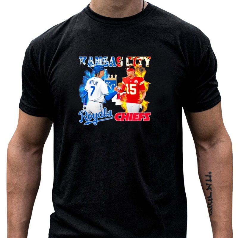 Kansas City Royals Bobby Witt Jr Shake Hands Chiefs Patrick Mahomes T Shirt T Shirt 1 1