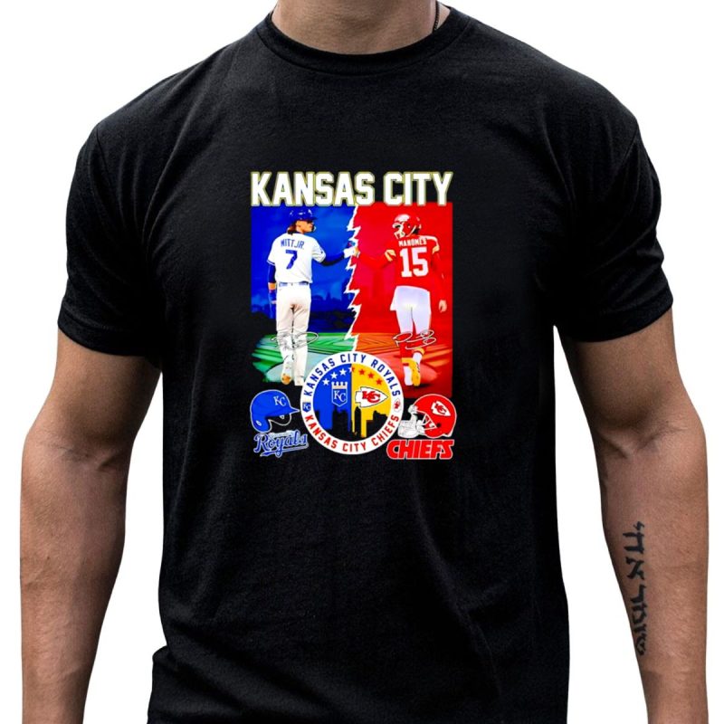 Kansas City Royals Witt Jr Chiefs Mahomes Signatures T Shirt T Shirt 1 1