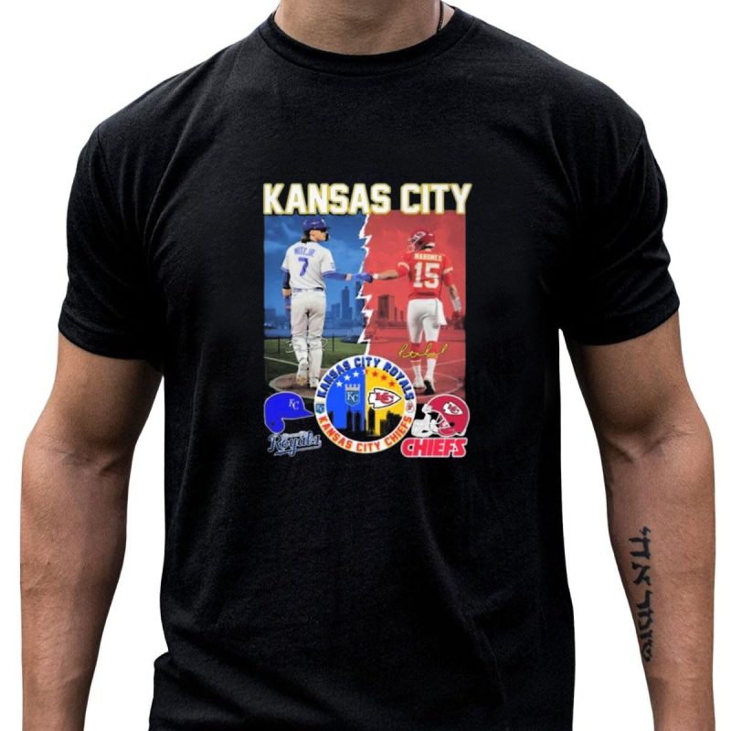 Kansas City Royals Witt Jrkids T Shirt Fand Chiefs Mahomes 2024 Signatures Championship Collaboration T Shirt T Shirt 1 1
