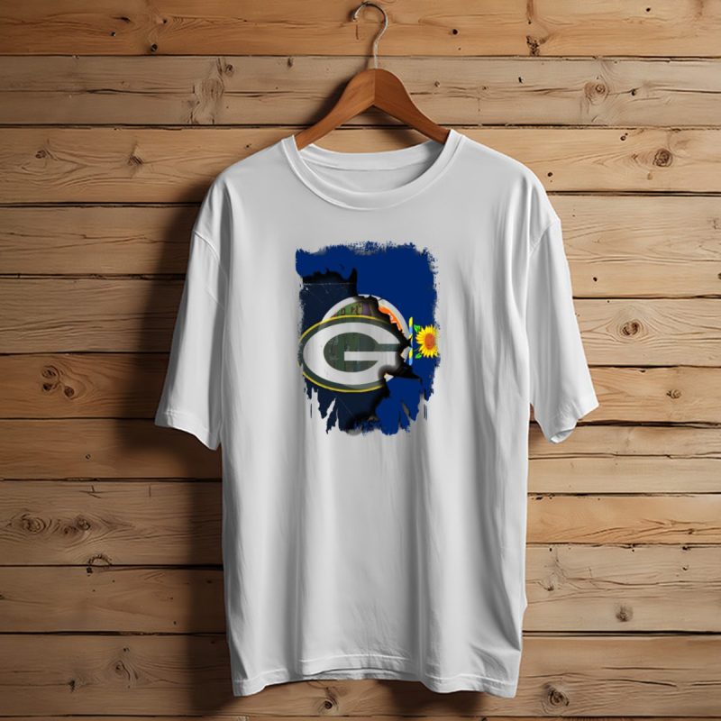 Kansas State Flag With Green Bay Packers Logo And Sunflower T Shirt T Shirt 1 1