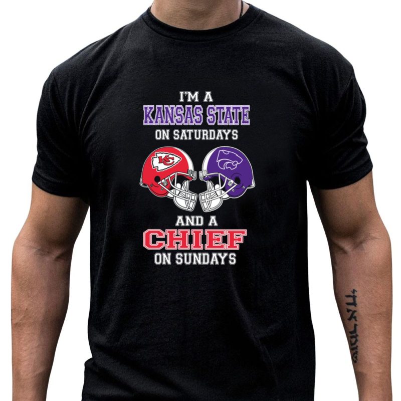 Kansas State Saturdays Chiefs Sundays Football Helmets T Shirt T Shirt 1 1