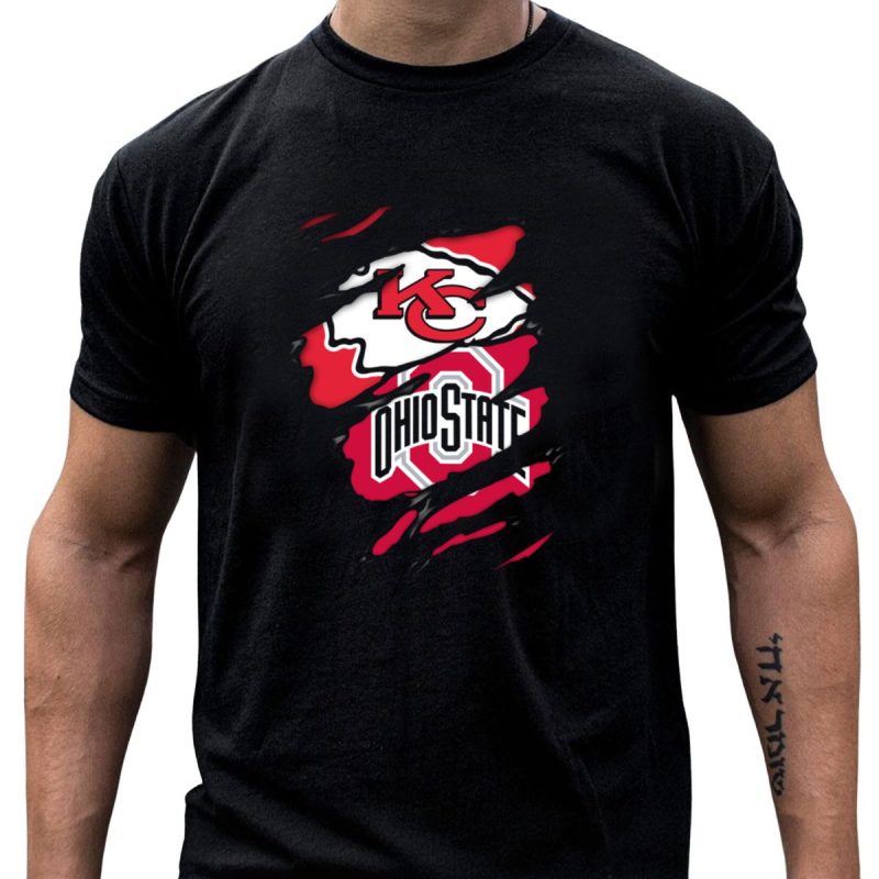 Kc Chiefs Ohio State Buckeyes Ripped T Shirt T Shirt 1 1