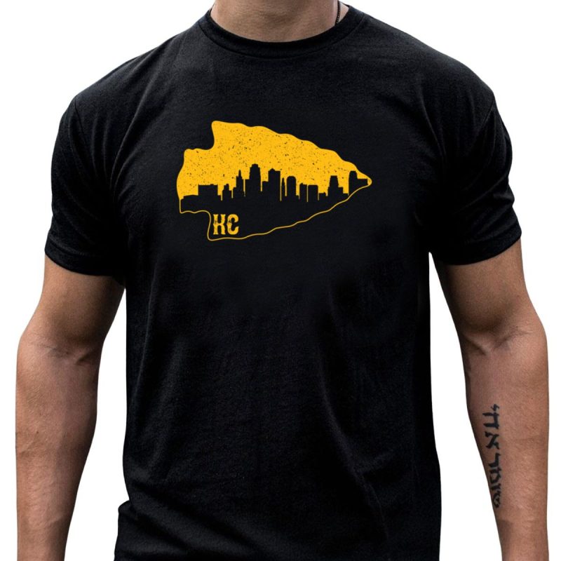 Kc Skyline In Arrowhead Shape Kansas City Chiefs Color T Shirt T Shirt 1 1