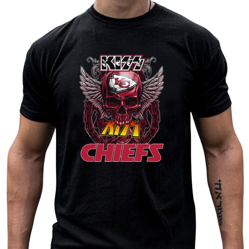 Kiss Chiefs Kansas City Chiefs Skull Winged T Shirt T Shirt 1 1