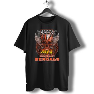 Kiss Cincinnati Bengals Skull Wings And Chains T-Shirt
